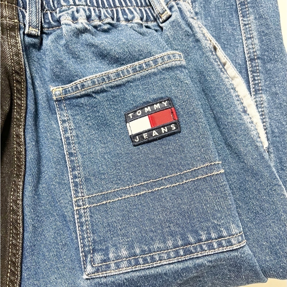 Tommy Jeans Women 90s Y2K Retro Two Tone Split Wash Denim Mom Jog Jeans Small - Picture 5 of 15